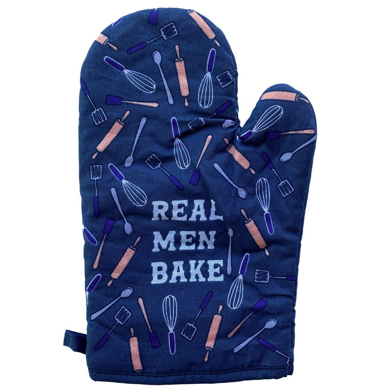Real Men Bake Oven Mitt Funny Father's Day Cooking Chef Kitchen Glove (Oven Mitts)