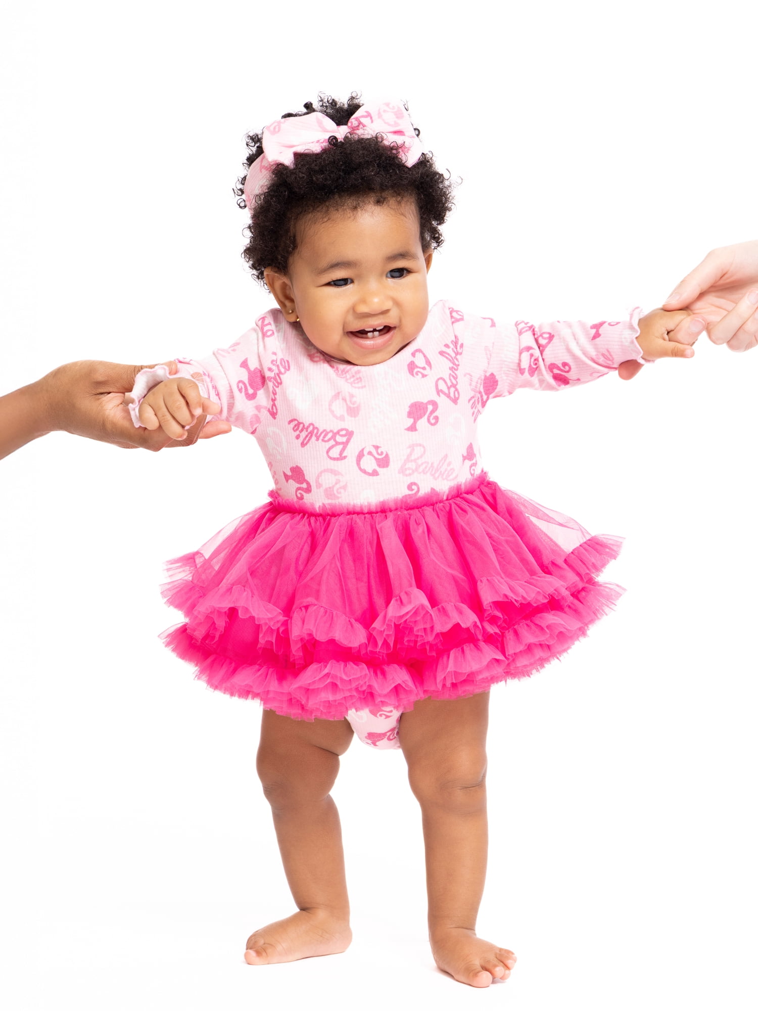 Barbie Baby Girls Tutu Dress Bodysuit with Matching Headband Set, 2 Piece, Newborn-24M