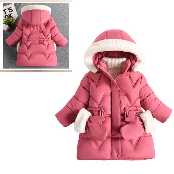 Kids Winter Coat,Kids Puffer Coat Mid-length Hooded Jacket Zipper Up Down Coats For Kids Baby Girls Boys Winter Jacket Kids Winter Clothes