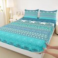thumbnail image 4 of jejeloiu Ancient Border Queen Sheets For Men Women,Coastal Print Queen Sheet Sets,Teal Blue,4 Pieces,1 Flat Sheet, 1 Fitted Sheet and 2 Pillowcases, 4 of 6