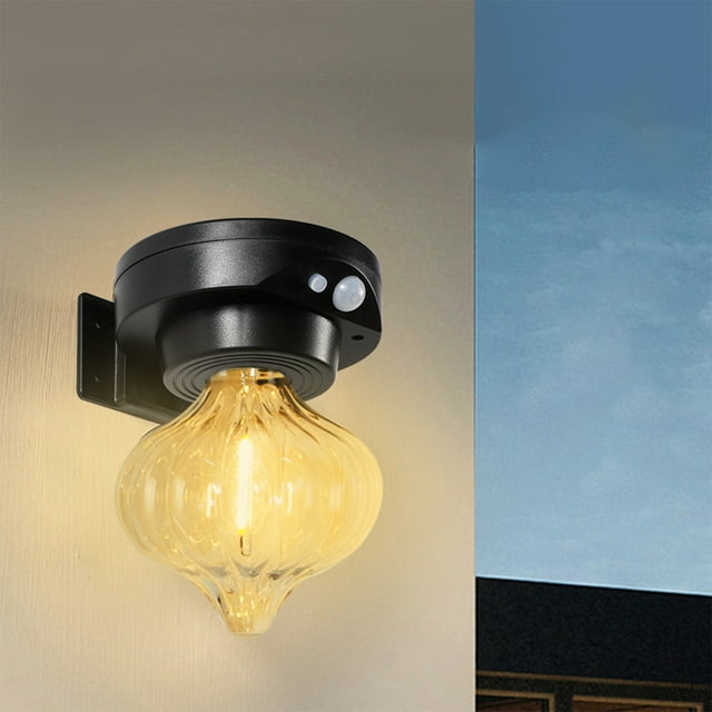 Aplique de pared de inducción con luz solar cálida - Luces solares para cercas - Luces solares de pared LED - Resistente al agua IP65 para exteriores - Lámparas de pared para exteriores para patio, ja