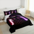 thumbnail image 3 of Manfei Game Console Queen Comforter Set,Gamer Gaming Bedding Sets,Red Purple Honeycomb Bedding Comforter Set For Boys,Breathable Bedroom Decorative Reversible,3pcs, 3 of 8