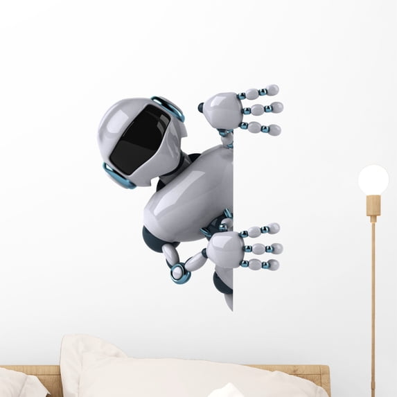 Robot Et Panneau Blanc Wall Mural by Wallmonkeys Peel and Stick Graphic (18 in H x 15 in W) WM276749