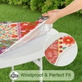 thumbnail image 5 of Pioneer Flower Floral Print Pattern Round Fitted Tablecloth with Elastic Edge,Dining Table Cover Waterproof,Outdoor Round Tablecloth for Camping,Dining,Indoor and Outdoor, 5 of 7