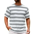 thumbnail image 4 of LWavelet Striped Men's Short Sleeve T-Shirt Comfortable Ideal for Daily Casual and Weekend Wear Gray 3XL, 4 of 5