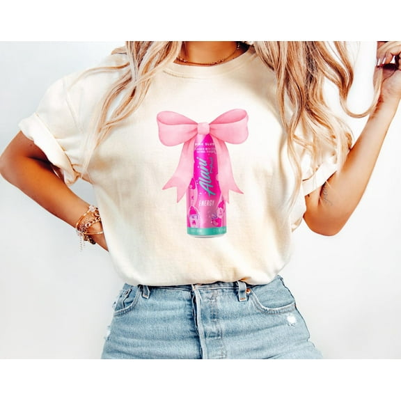Alani Nu Pink Bow Coquette T-Shirt, Energy Drink, Trendy Pink Bow Shirt