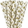 Just Artifacts Christmas Party Patterned Premium Biodegradable Paper Straws (100pcs, Gold Christmas Trees)