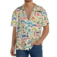 thumbnail image 3 of Balery Famous Places Men's Casual Button Down Shirt Short Sleeve Textured Summer Cuban Beach Shirts-Large, 3 of 7