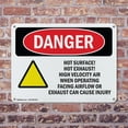 thumbnail image 4 of (2 Pack) Hot Surface! Hot Exhaust! High OSHA Danger Sign 10 Inch X 7 Inch Indoor / Outdoor Rust-Free Aluminum Metal Signs for Workplace, Workshop, and Construction Site, Made in the USA, 4 of 8