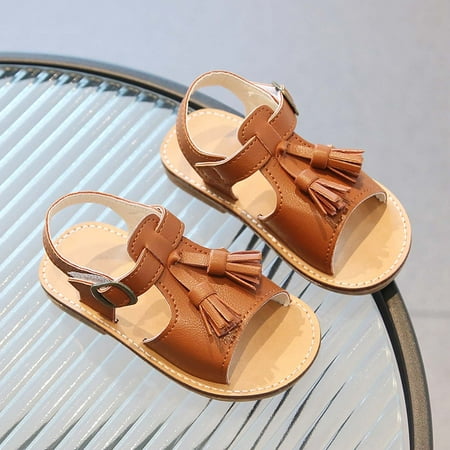 

Viadha Summer Saving Baby Girls Boys Sandals Summer Bowknot Crib Shoes Toddler Pu Leather Soft Rubber Sole Dress Flats First Walker Shoes