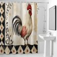 thumbnail image 4 of Rooster Floral Fabric Shower Curtain White Black Plaid Washable Shower Curtains for Bathroom, Waterproof Bath Curtain with Hooks Home Decor 36x72in, 4 of 8