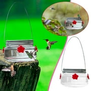 Harlier Mason Jar Hummingbird Feeder for Outdoors Hanging, Glass Humming Bird Feeders with 4 Feeding Ports, Top Fill Leak-Proof Design Easy to Use and Clean, Silicone Flowers