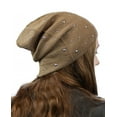 thumbnail image 3 of NYFASHION101 Unisex Comfort & Warm Knit Studded Slouchy Beanie Hat Taupe, 3 of 4