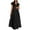 Black, variant on VSSSJ Women's Summer Casual Maxi Dresses Solid Color Tiered Ruffle Hem Dress V Neck Short Sleeve Loose Vacation Swing Long Dress