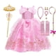 thumbnail image 3 of Vestido de princesa Aurora de Disney para niñas, traje de Cosplay de Bella Durmiente, vestido de tirantes con estampado Floral de rosa, vestido elegante para niños, Verano, 3 of 5