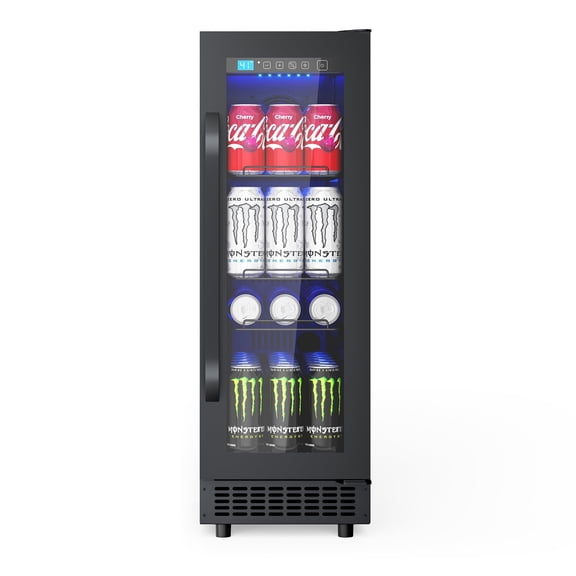 AVAHUM 12 Inch 60-Can Under Counter Beverage Refrigerator, Slim Built-In or Freestanding Drink Cooler, Stainless Steel