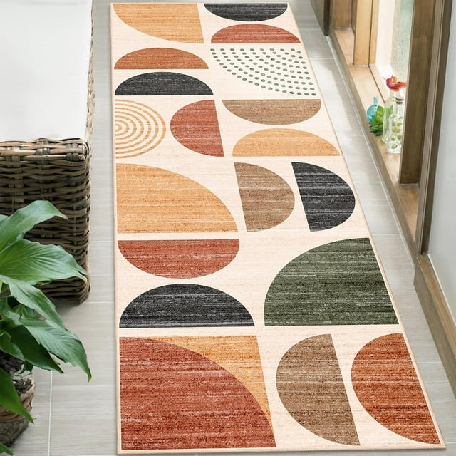Boho Rug Washable x Area Rugs for Bedroom Entryway Living Room Bedside Small Throw Floor Carpet Non Slip Soft Indoor Modern Abstract Bohemian Orange
