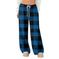 thumbnail image 2 of Hearthz Plaid Women's Fleece Pajama Pants Fuzzy Winter Warm Thermal Women's Pj Bottoms Wide Leg Drawstring Sleep Pant, 2 of 4
