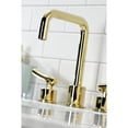 thumbnail image 4 of Kingston Brass KS1452TKL Hallerbos Two-Handle 3-Hole Deck Mount Widespread Bathroom Faucet with Push Pop-Up Drain in Polished Brass, 4 of 7