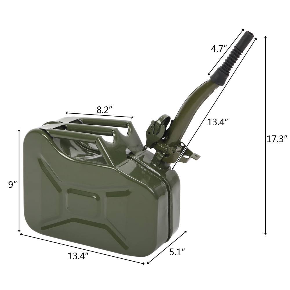 Roadstar 2.5 Gallon 10L Jerry Can Emergency Backup Tank, w/ Spout