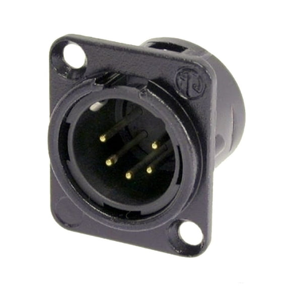 New Neutrik NC5MD-L-B-1 XLR 5 Pin Male DMX Lighting Jack, Black w/Gold Contacts