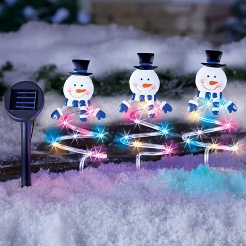 Solar Spiral Snowmen Holiday Yard Stakes - Set of 3 - Walmart.com ...