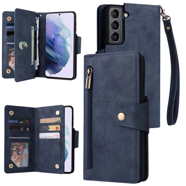 Case for Samsung Galaxy S21 Plus 5G Magnetic Leather Zipper Wallet Cover Card Holder