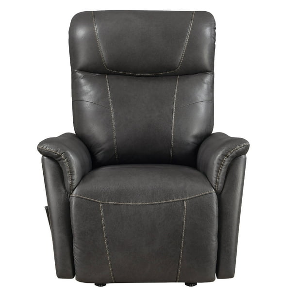 Traditional Manual Leather Recliner Rocker in Charcoal Grey Walmart