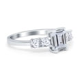 thumbnail image 2 of Emerald Cut Engagement Ring Simulated Cubic Zirconia 925 Sterling Silver Size 9, 2 of 5