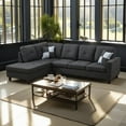 thumbnail image 2 of Hommoo 4 Seat Living Room Furniture Sets, Linen Sectional Sofa, Modern L-Shaped Couches and Sofas Set for Home, Black Grey(No Ottomans), 2 of 9