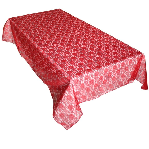 Sheer Lace Tablecloth Overlay Wedding and Party Decoration Red