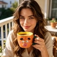 thumbnail image 1 of Ceramic Coffee Mug 400ml with Contrast Color, Ugly Cute Pouting Face Design, Dishwasher Safe, Food-Grade Porcelain for Home and Gift Use, 1 of 8