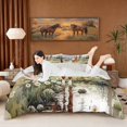thumbnail image 3 of Erosebridal Brown Horse Queen Duvet Cover Set, Nature Mountain Daisy Tree Bedding, Reversible 3pcs 1 Duvet Cover and 2 Pillowcases (No Comforter), 3 of 6