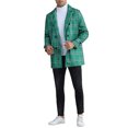 thumbnail image 2 of INSPIRE CHIC Plaid Overcoat for Men's Notch Collar Single Breasted Checked Winter Trench Coat S Green, 2 of 6