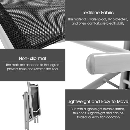 Set Of 2 Patio Folding Chairs Adjustable Reclining Indoor