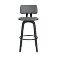 thumbnail image 6 of Pico 30" Swivel Black Wood Bar Stool in Gray Faux Leather with Black Metal, 6 of 10