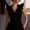 Black, variant on Women's Sleeveless Chiffon Ruffle V-Neck Pleated Top – Solid Color Blouse Parties & Light Formal Wear Dark Blue,XXL