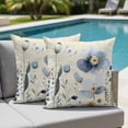 thumbnail image 4 of Set of 2 Gradient Blue Flower Pillow Covers 20x20 Inch, Watercolor Country Spring Blue Floral Butterfly Newspaper Texture Decorative Throw Pillow Cases Cotton Cushion Covers for Sofa Couch Bed Decor, 4 of 9