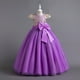 thumbnail image 4 of Vestido de niña Vestido de novia sin mangas con lentejuelas para niñas de talla mediana y grande Vestido de niña de flores Vestido de princesa de actuación Vestido largo hasta el suelo, 4 of 5
