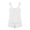 thumbnail image 4 of ShomPort Summer Pajama for Women 2 Piece Set Ruffle Cami Top and Shorts Lounge Comfy Sleep Set, 4 of 5