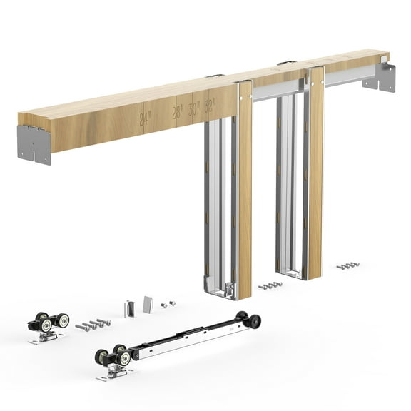VEVOR Pocket Door Frame Kit, for 24-30 in Wide 80 in High Door, Pocket Door Kit with Two-Way Soft Close Mechanism, Slide Smoothly Quietly, Easy to Install, Wood and Galvanized Steel,for Living Room