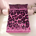 thumbnail image 4 of Homewish Pink Cheetah Printed Bed Sheets for Girls, Princess Glitters Print Full Size Sheets, 4-Piece (1 Flat Sheet, 1 Fitted Sheet and 2 Pillowcases), 4 of 6