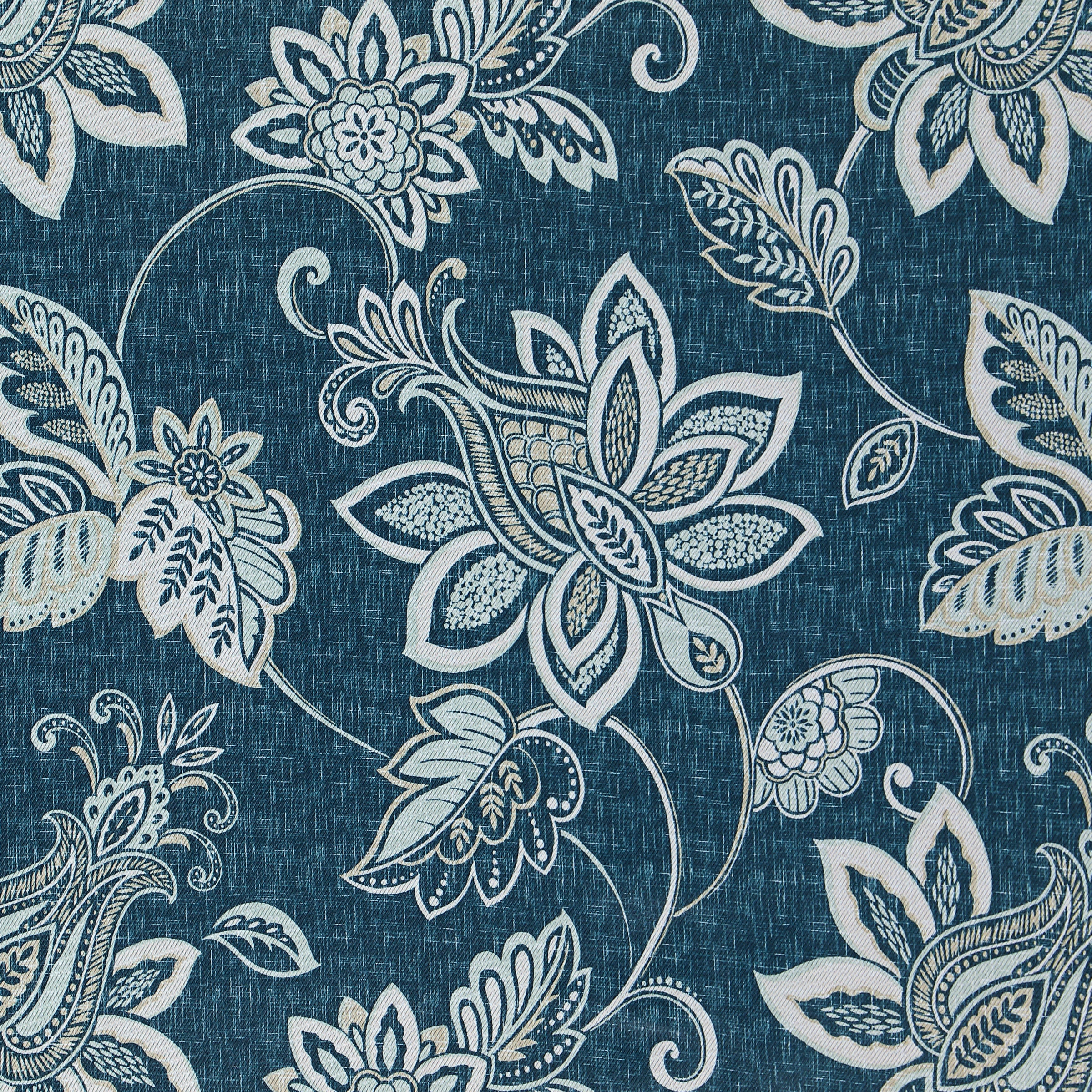 Eclipse Phoenix Solid Blackout Curtains, Set of 2, 84 Inch Long Blackout Curtains, 37"W x 84"L, Indigo Botanical