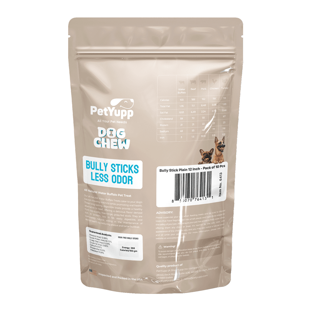 PetYupp Bully Sticks Dog Chew Treats 12 Inch 10 Count