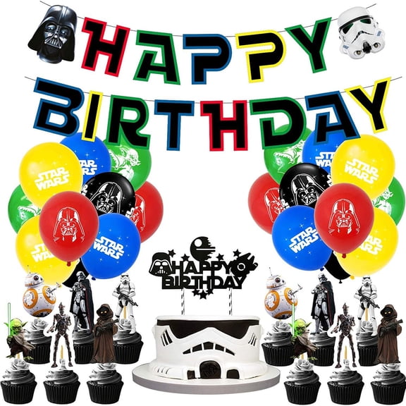 33Pcs/set New Surprise Birthday SW Theme Party Cupcake Birthday Cake Toppers Card  Afternoon Tea Event Decoration Supplies