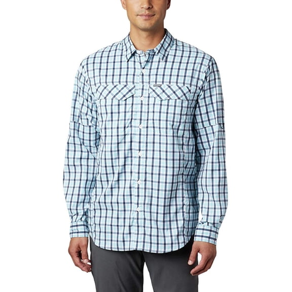 Columbia Mens Silver Ridge Lite Plaid Long Sleeve Shirt, 2XL - Collegiate Navy Gingham