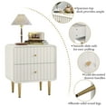 thumbnail image 3 of CBJCBJ 20" Modern Fluted Nightstand Set of 1, White Wood Bedside Table with 2 Drawers & Gold Metal Handles（White）, 3 of 5