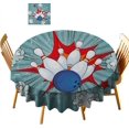 thumbnail image 1 of Jeu de Quilles Party, Nappe Ronde, Diamètre 39 Pouces Rétro Image de Crash Boules de Dessin Animé Design de Jeu de Fête, Nappe en Polyester Lavable Anti-Déversement, 1 of 5