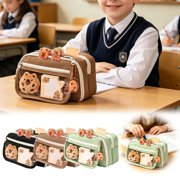 Cute Capybara Pencil Case Capybara College Supplies Large Capacity Wide Opening Mouth Pencil Pouch with Cute Pins Sticker Pendant Cute Stationery