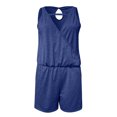 thumbnail image 3 of Gibobby pantalones holgados de oficina Mono estampado informal de verano para mujer, mono de cintura alta, monos sin mangas, monos de playa con tiras y bolsillos(Azul， XXL), 3 of 5
